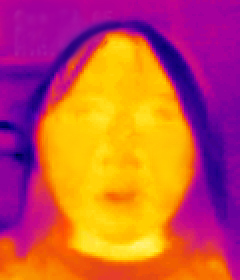 MEGLASS着用前の顔周辺を撮影したサーモグラフィー画像