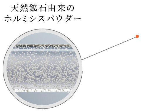 天然鉱石由来素材を配合したMeglassフレーム構造のクローズアップ